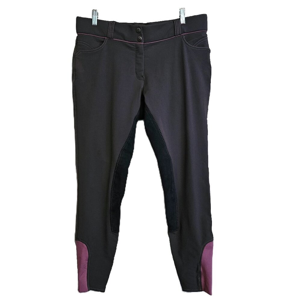 ELATION PLATINUM Purple/Grey Full Seat Riding Breeches Size 34R